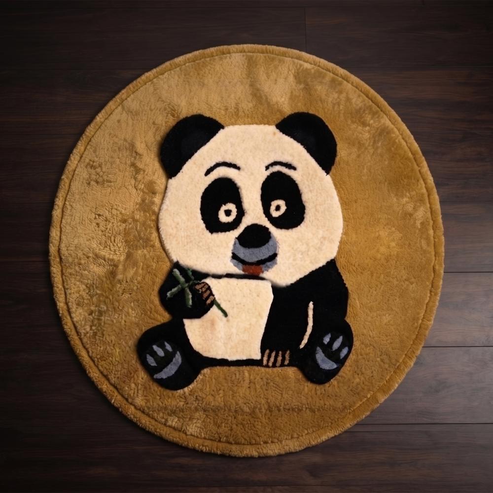 Hand-Tufted Round Panda Bear Area Rug