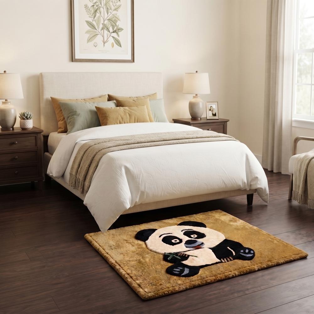 Hand-Tufted Round Panda Bear Area Rug