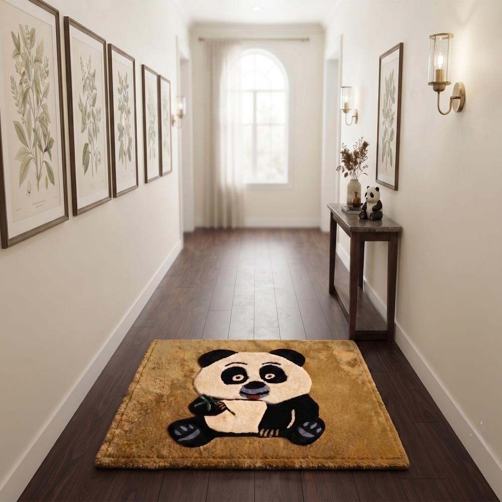Hand-Tufted Round Panda Bear Area Rug