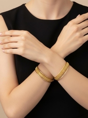 Set Of 2 Double-Layer Gold Mesh Cuff Bracelet - Weight: 0.15