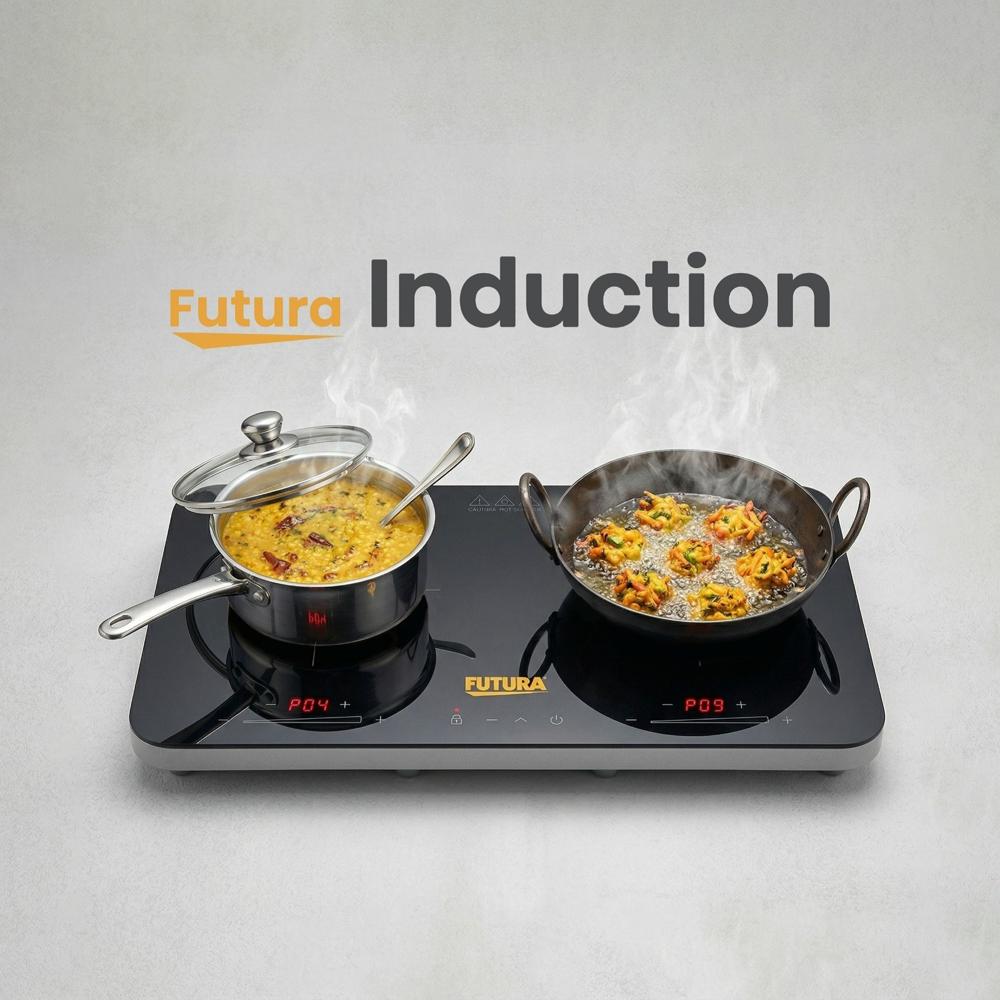 Hawkins 2 Plate Induction Hob High Power Double Burner Cooktop - Color: Black