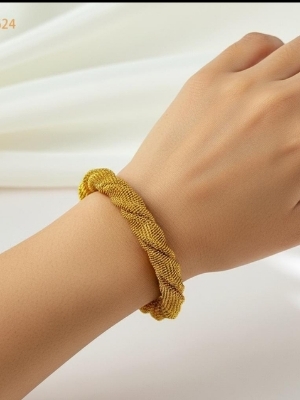 Set Of 2 Textured Knot Mesh Gold Cuff - Jewelry Type: Bracelets