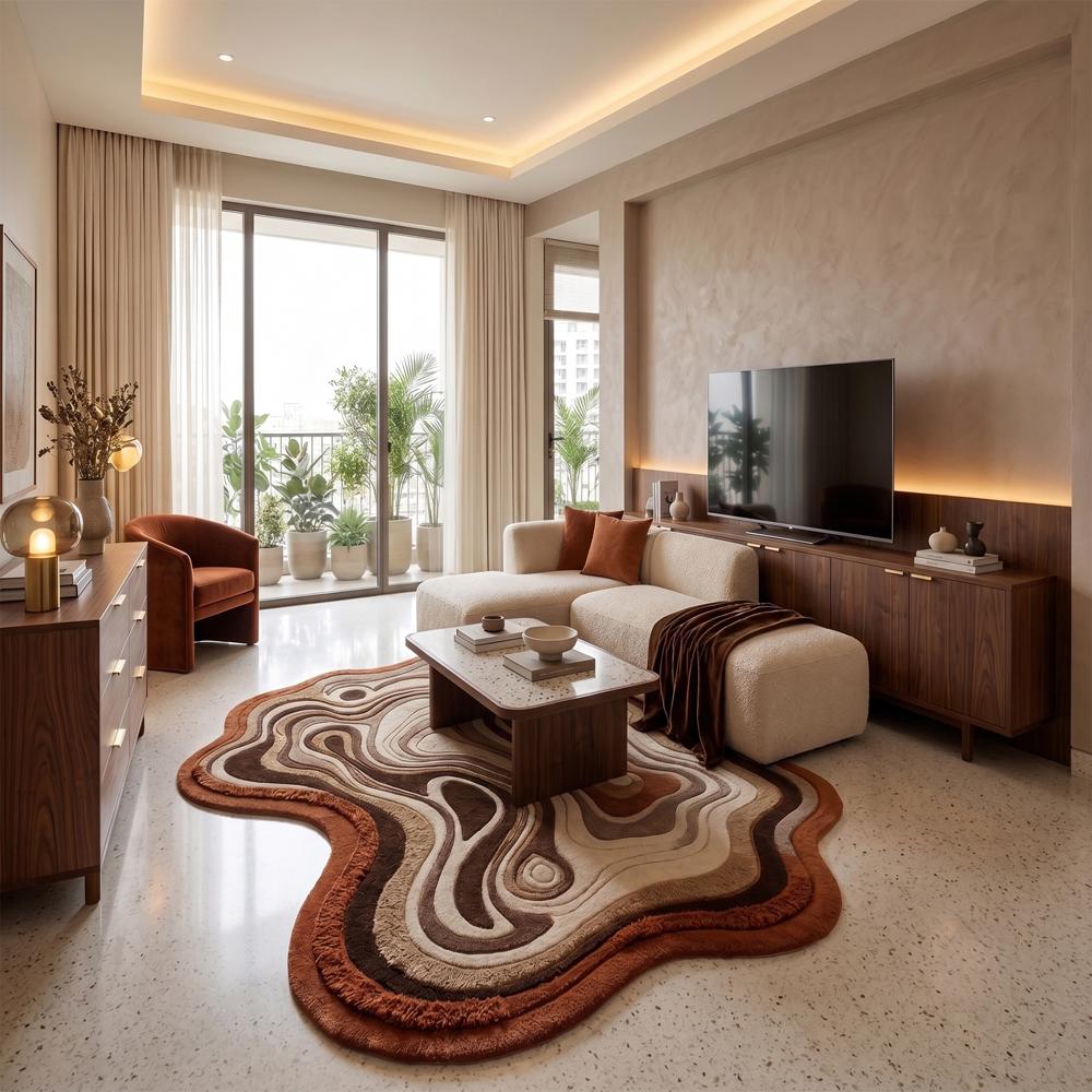 Hand-Tufted Abstract Topographic Irregular Wool Area Rug