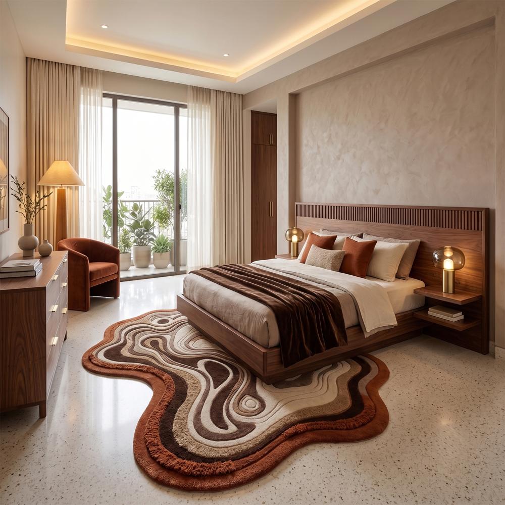 Hand-Tufted Abstract Topographic Irregular Wool Area Rug