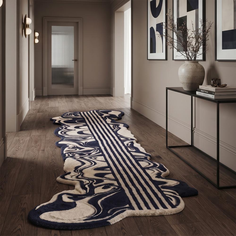 Hand-Tufted Abstract Swirl Wavy Runner Rug