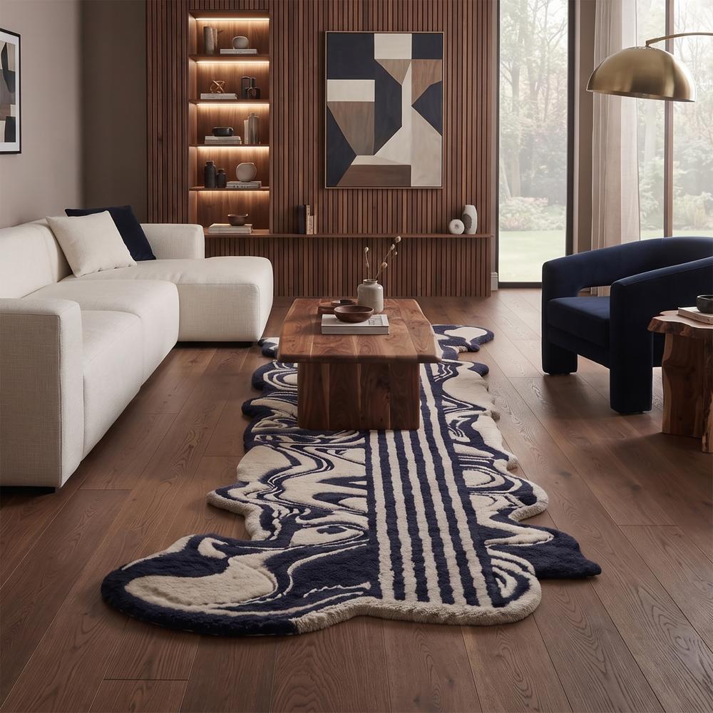 Hand-Tufted Abstract Swirl Wavy Runner Rug