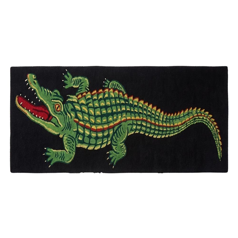 Hand-Tufted Alligator Crocodile Motif Wool Runner Rug