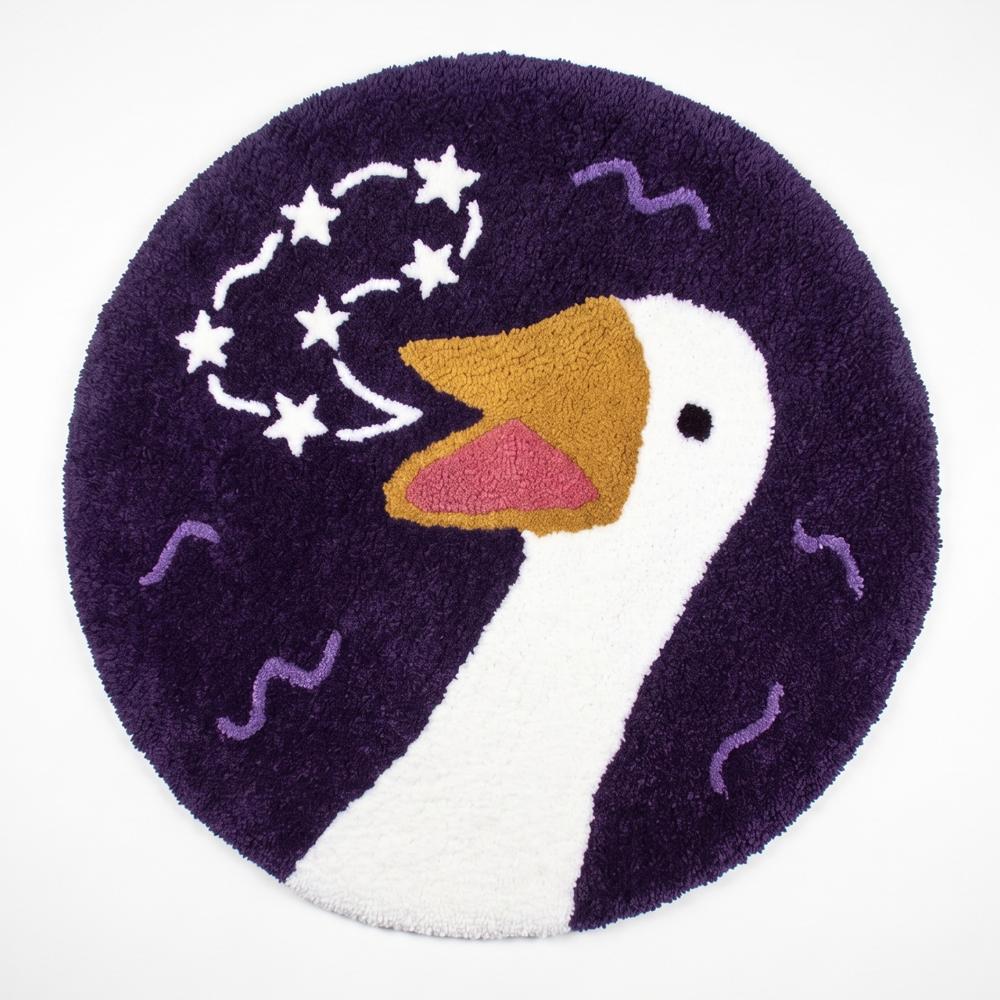 Hand-Tufted Cosmic Goose Celestial Round Wool Area Rug