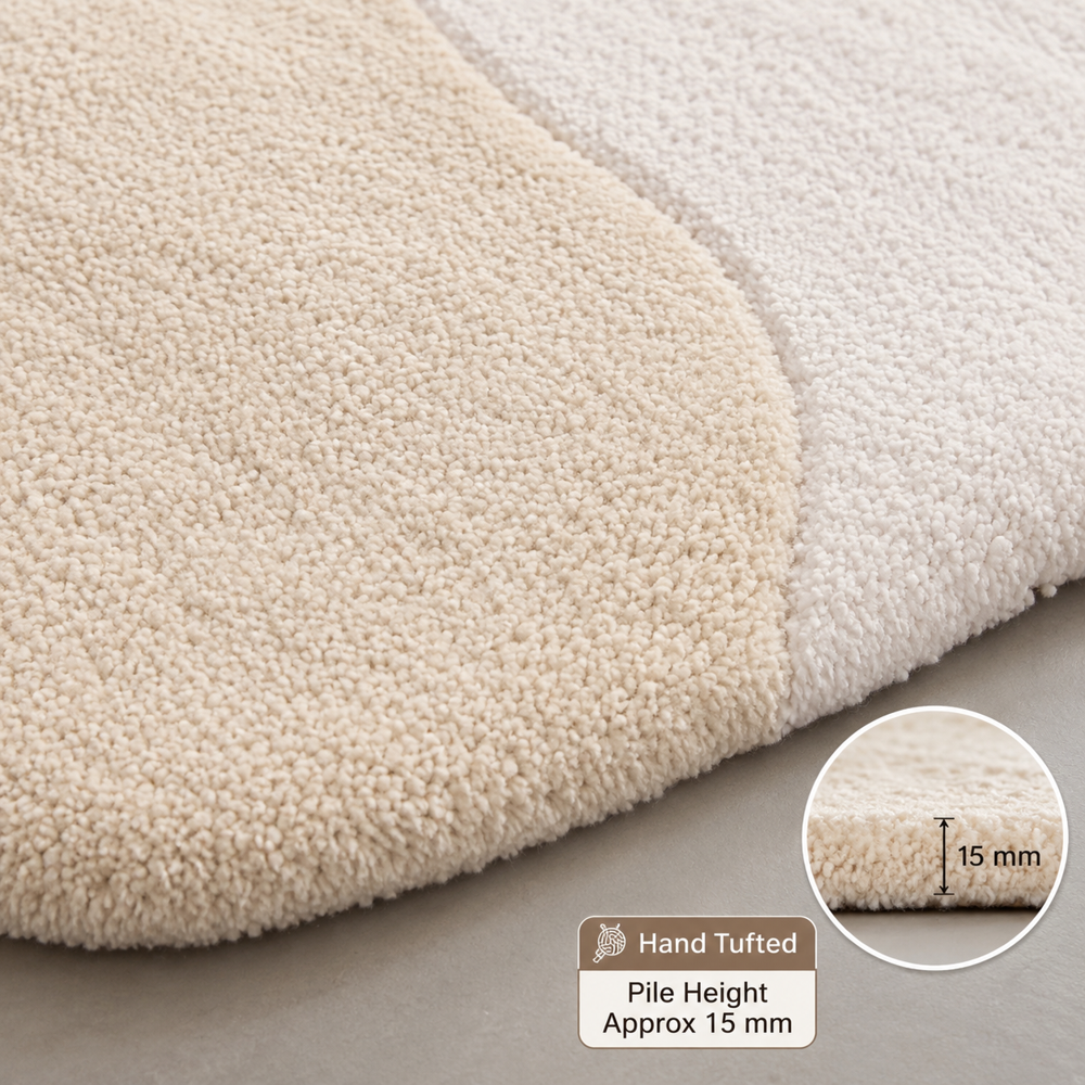 Hand-Tufted Organic Wavy Shape Cream Wool Area Rug