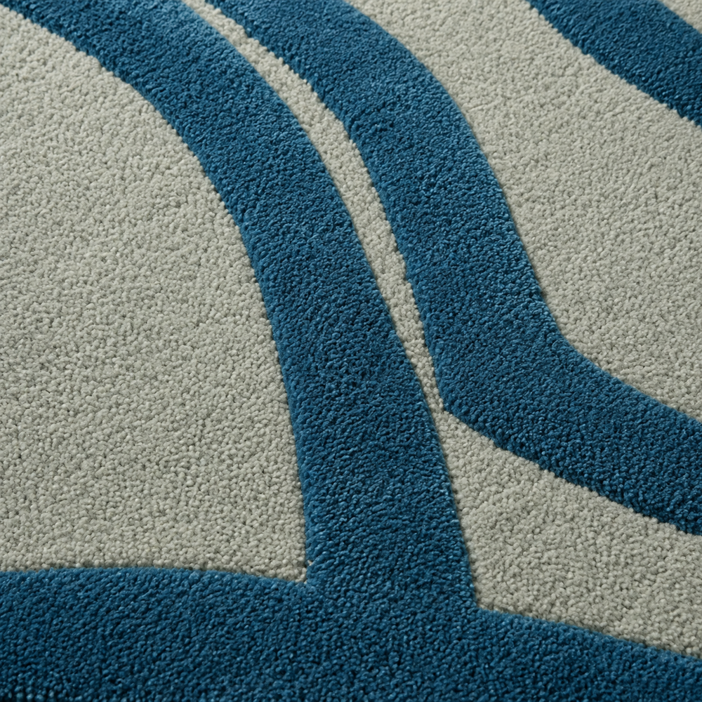 Hand-Tufted Modern Abstract Blue & Grey Geometric Wool Area Rug