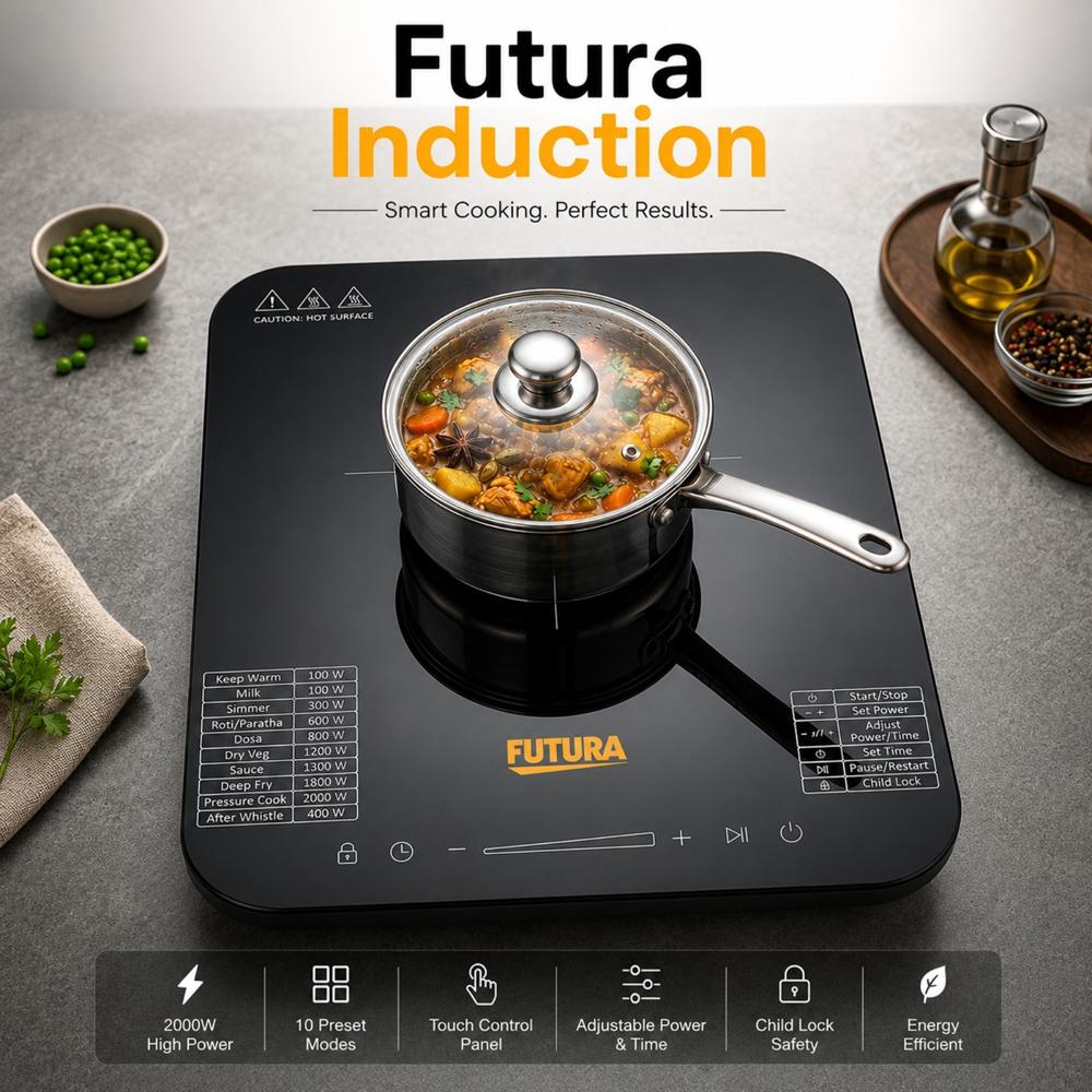 Hawkins Portable Induction Hob Smart Single Burner/Plate Electric Stove - Color: Black