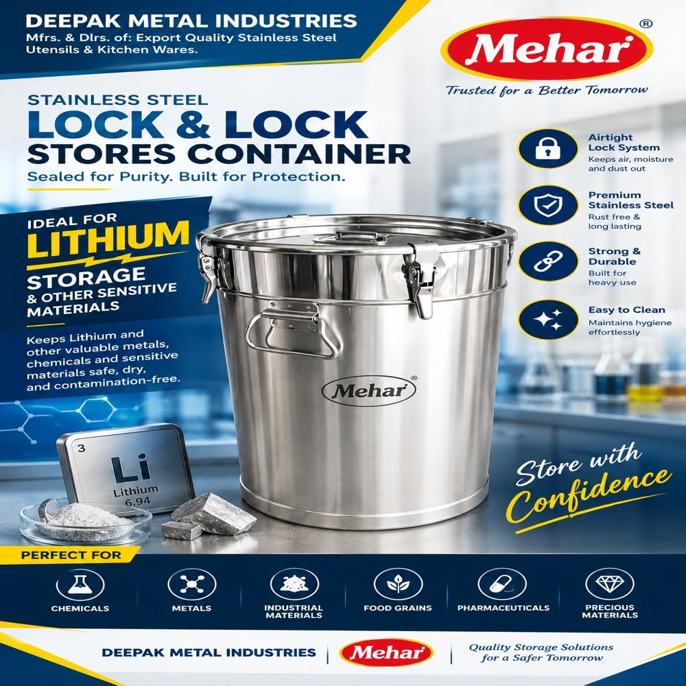 Stainless Steel Airtight Stores Container /Stainless Steel Lock & Lock Stores container / Stainless Steel Chemicals/Sensitive Material stores Container  