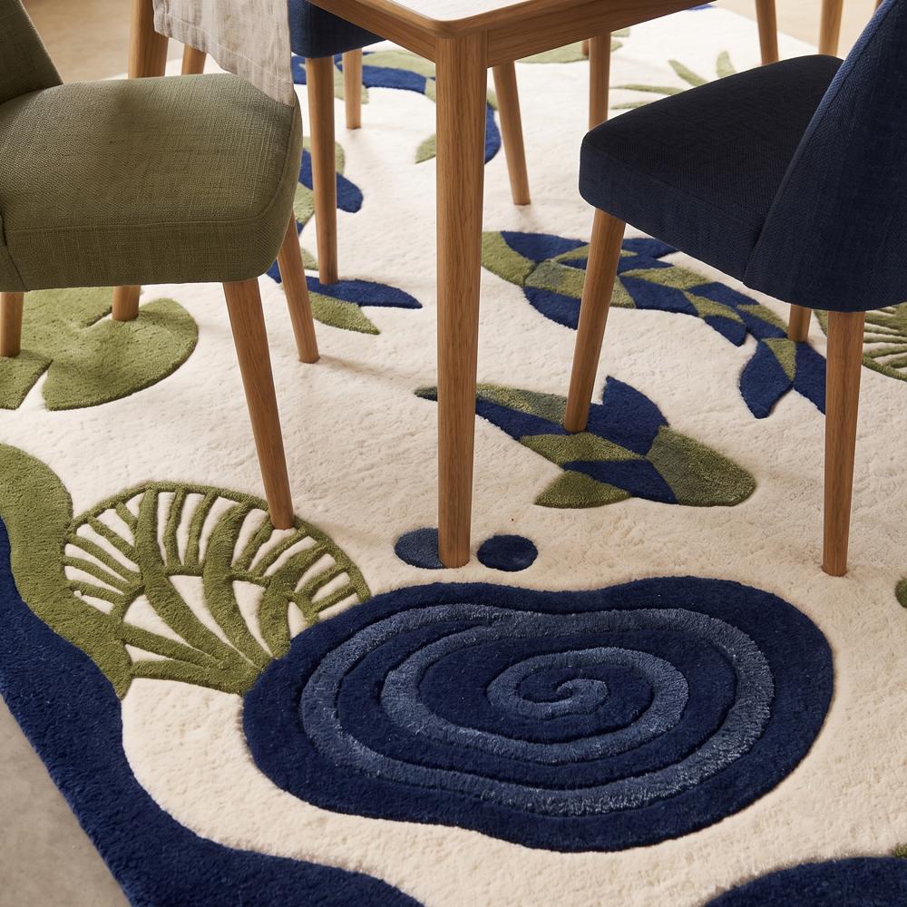 Hand-Tufted Zen Koi Fish Pond & Lily Pad Wool Area Rug