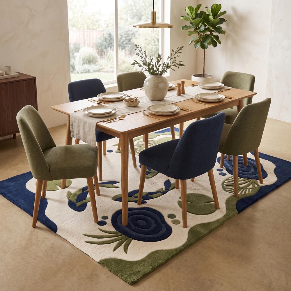 Hand-Tufted Zen Koi Fish Pond & Lily Pad Wool Area Rug