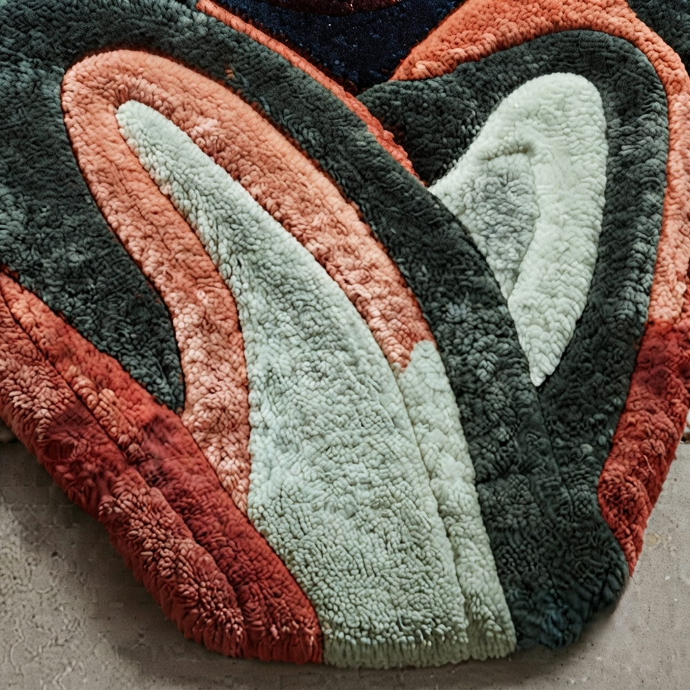 Hand-Tufted Abstract Female Body Form Shaped Wool Area Rug