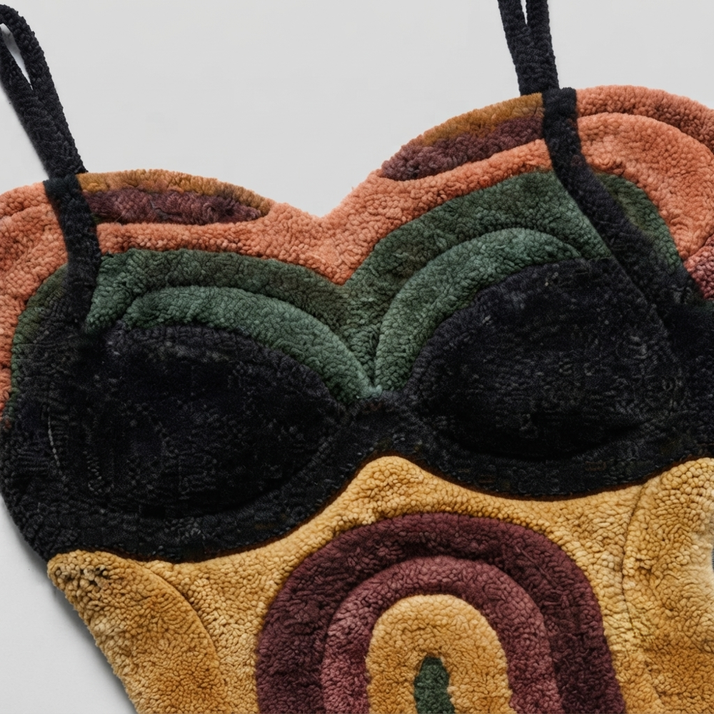 Hand-Tufted Abstract Female Body Form Shaped Wool Area Rug