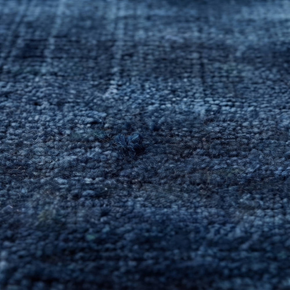 Hand-Tufted Modern Abstract Deep Navy Blue Grid Wool Area Rug