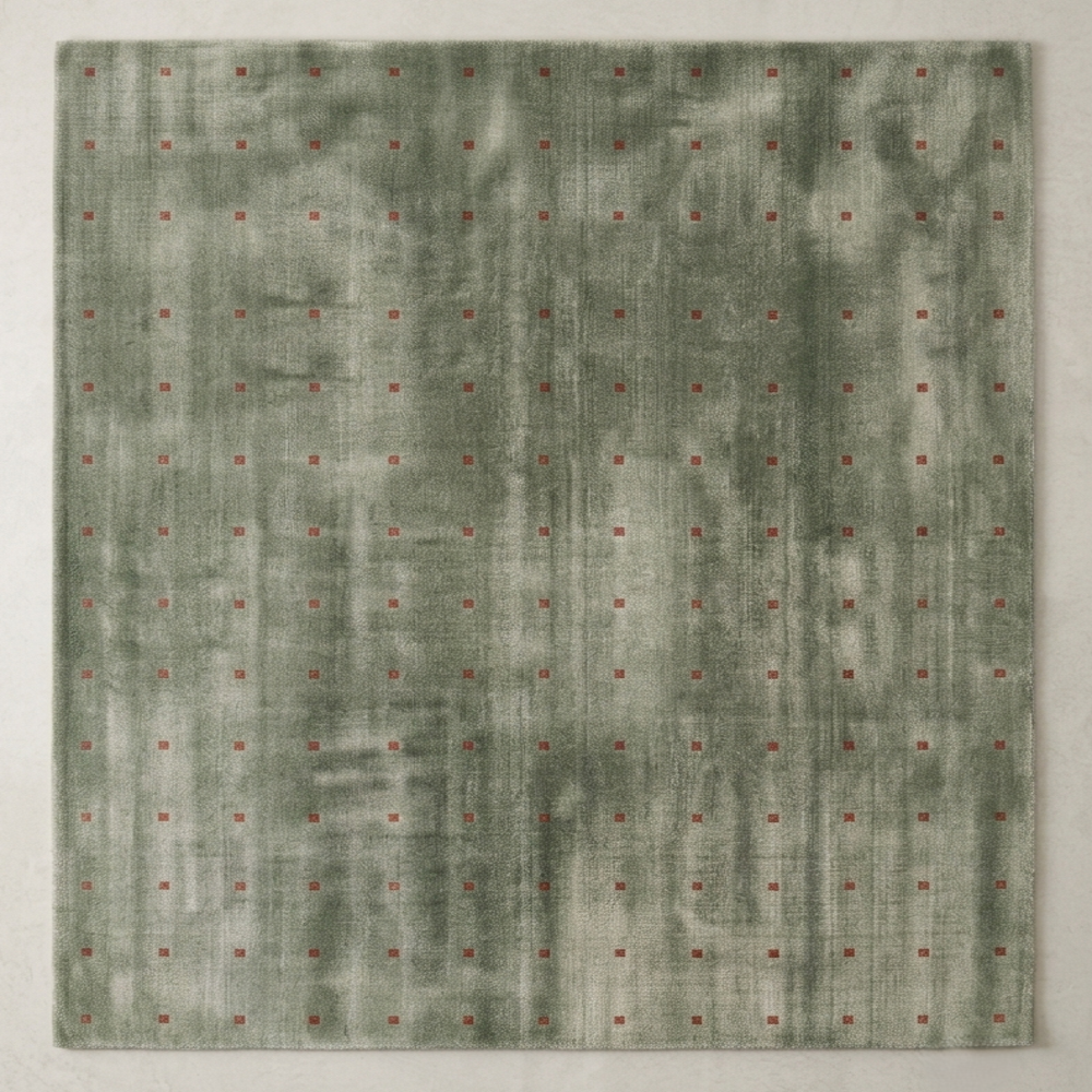 Hand-Tufted Modern Abstract Sage Green Grid Wool Area Rug