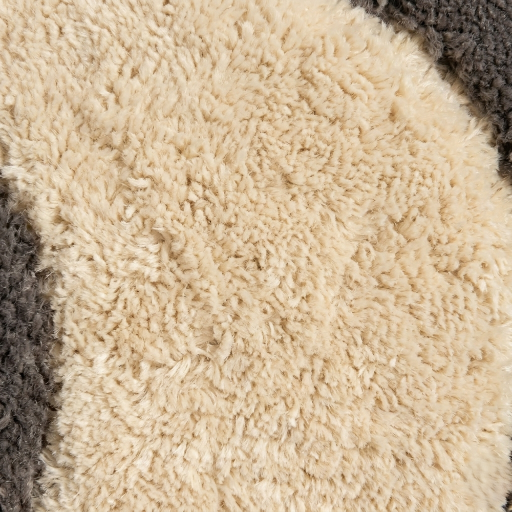 Hand-Tufted Modern Abstract Wavy Charcoal Grey and Beige Wool Area Rug