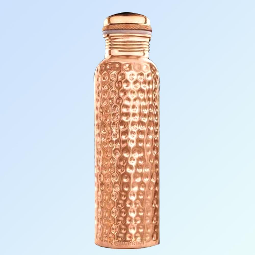 Best Copper Hammered Water Bottle & Pure Copper Leak Proof Drinking Water Bottle For Home Office Gym & Travel - Capacity: 950 Milliliter (Ml)