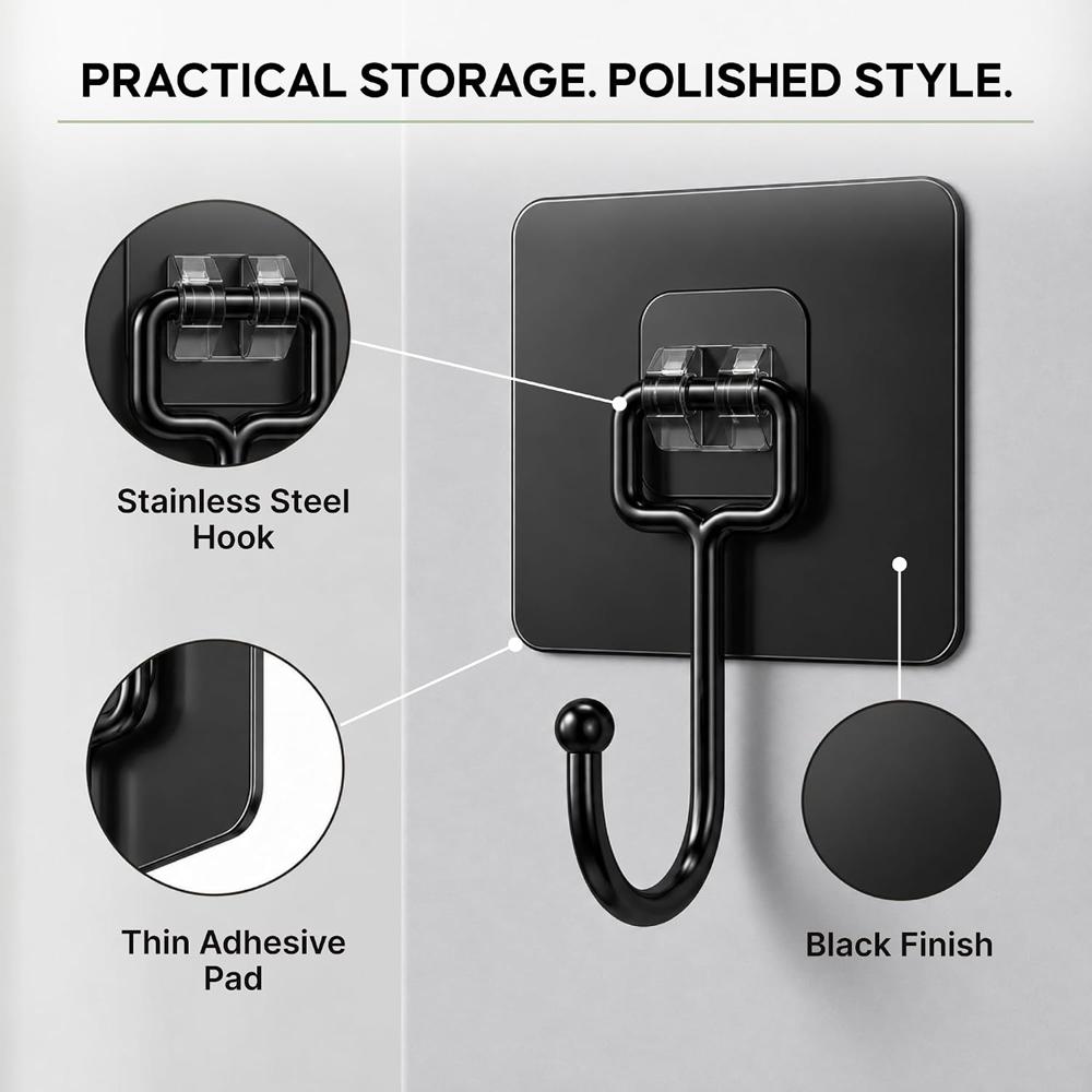 7 X 7 Black Large Hook Sticker   SZ-634