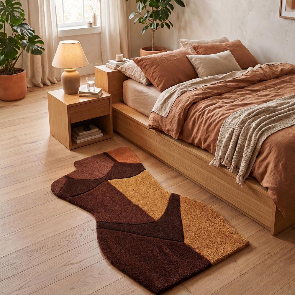 Hand-Tufted Abstract Female Body Form Silhouette Brown Wool Area Rug