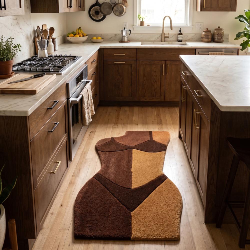 Hand-Tufted Abstract Female Body Form Silhouette Brown Wool Area Rug