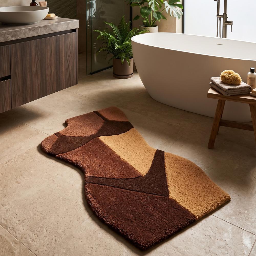 Hand-Tufted Abstract Female Body Form Silhouette Brown Wool Area Rug