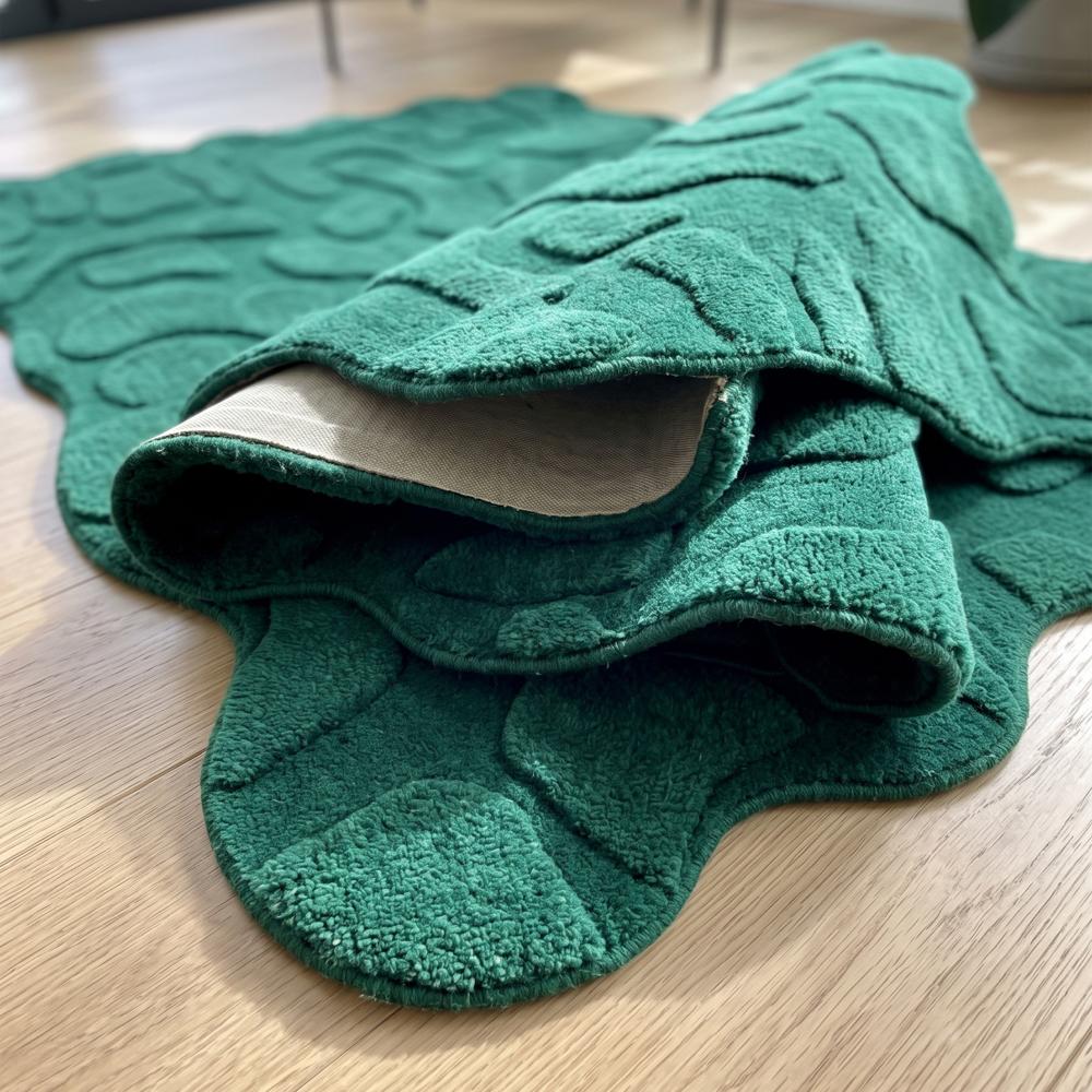 Hand-Tufted Modern Abstract Irregular Emerald Green Wool Area Rug