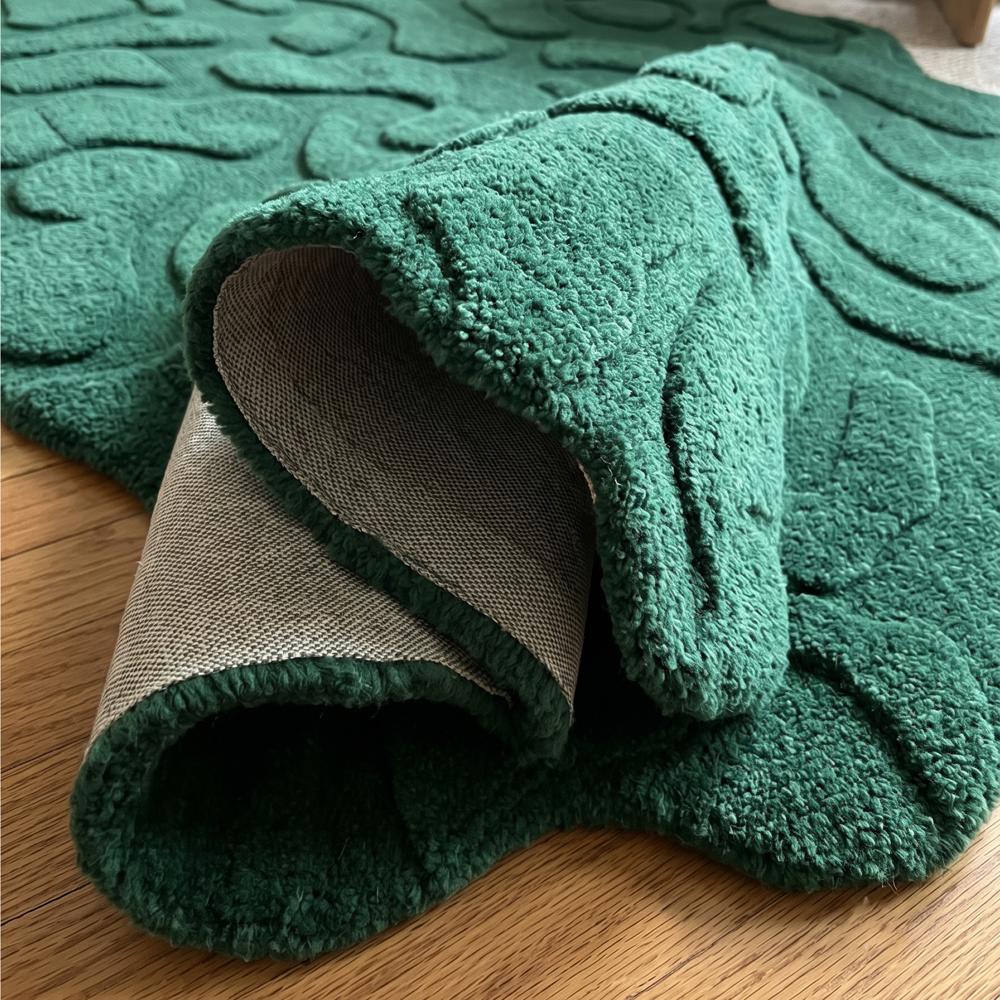 Hand-Tufted Modern Abstract Irregular Emerald Green Wool Area Rug