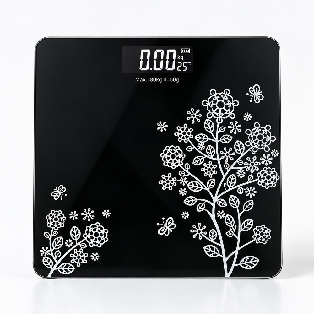 Black Floral Digital Weighing Scale