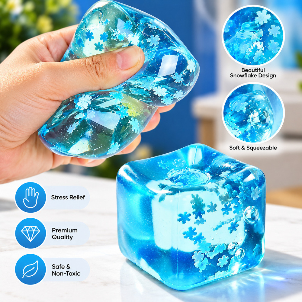 Blue Snowflake Stress Relief Cube