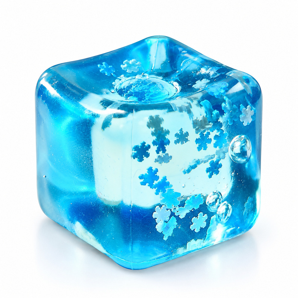 Glossy Blue Snowflake Cube