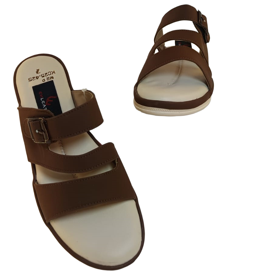 Mens Double Strap Buckle Slipper
