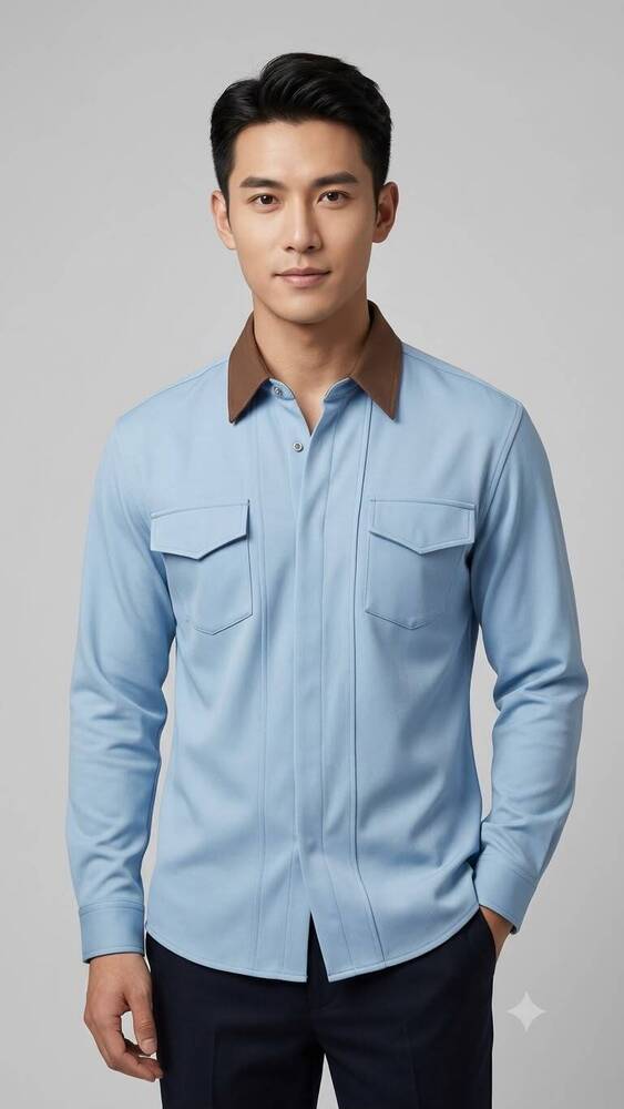 Light Blue Long Sleeve Casual Shirt