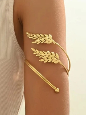 Gold Leaf Adjustable Arm Cuff Bracelet - Weight: 0.15