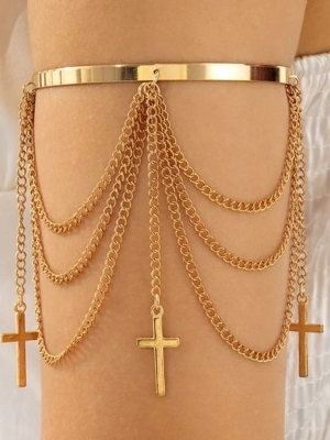 Golden-Tone Multi-Chain Cross Armlet - Color: Gold