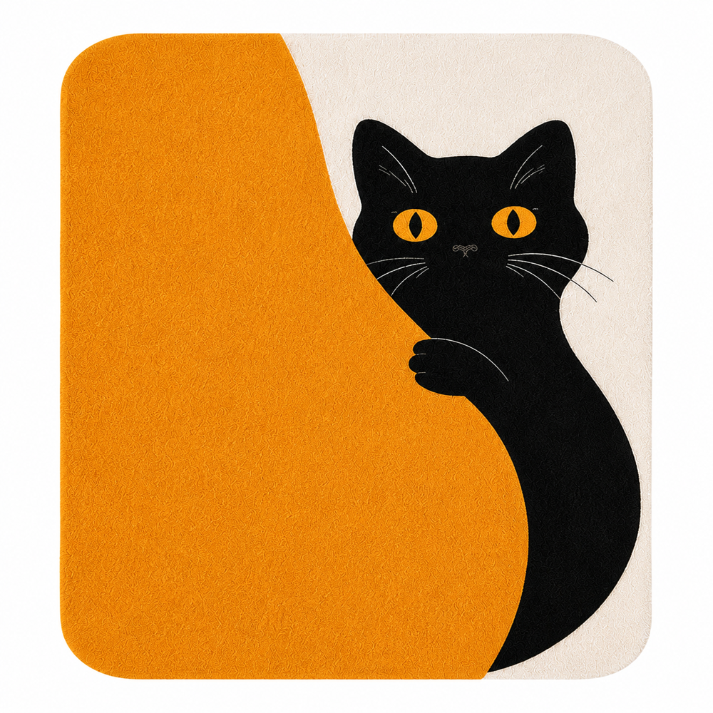 Peeking Black Cat: Hand-Tufted Wool Area Rug