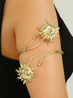 Celestial Sun Armlet A Golden Statement Upper Arm Cuff - Color: Gold