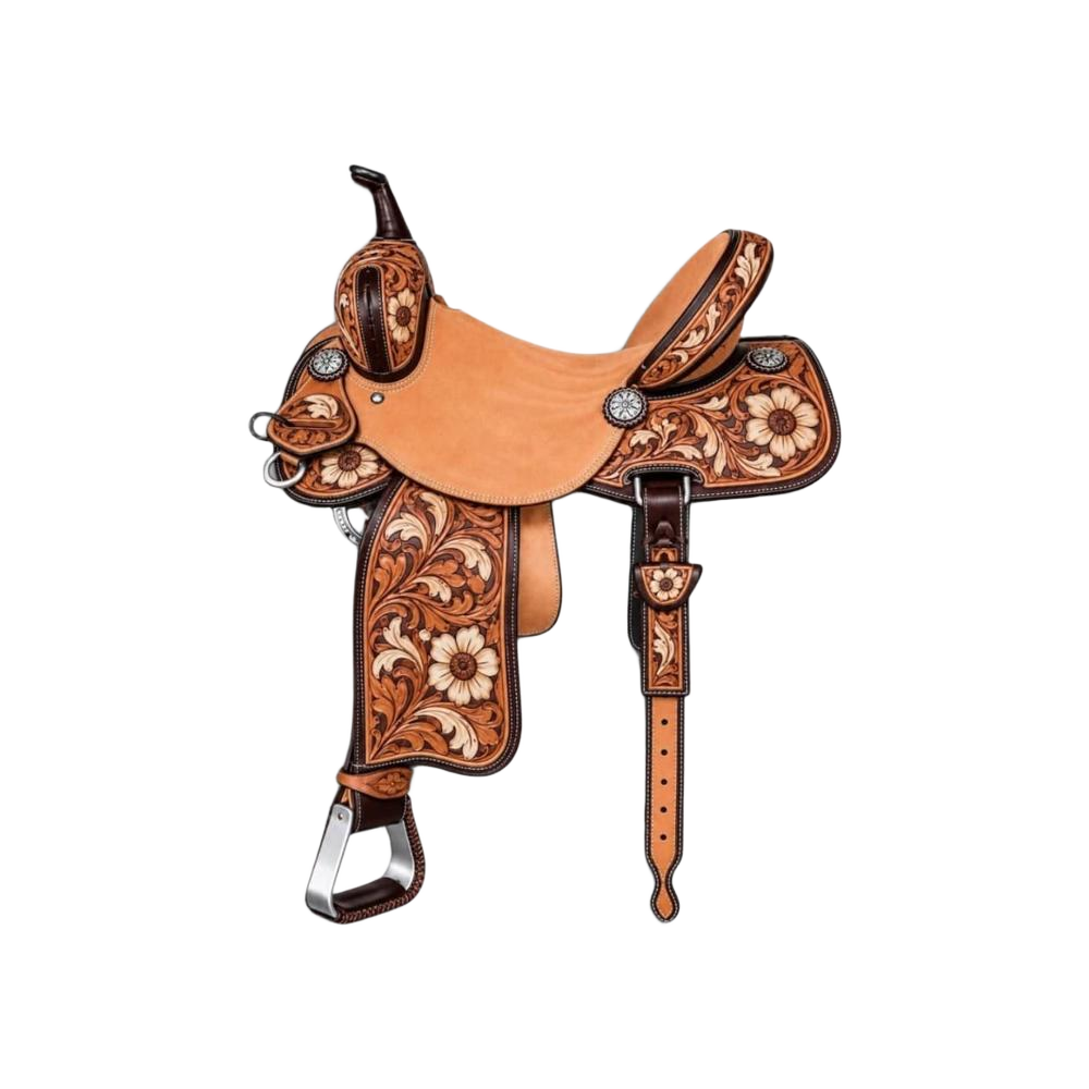 Horse Leather Western Saddle - Color: Brown