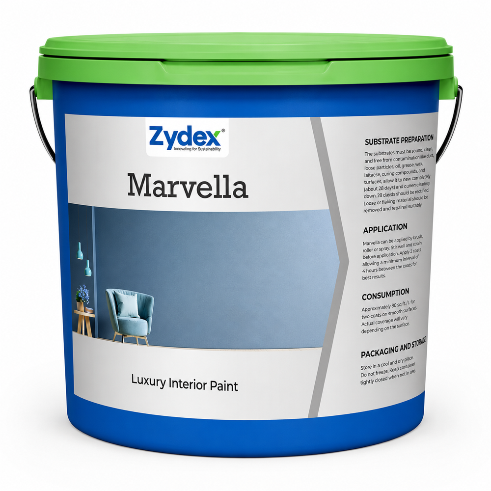 Zydex Marvella Luxury Interior Wall Paint Premium Washable Matt Finish Paint - Color: As Per Requirement