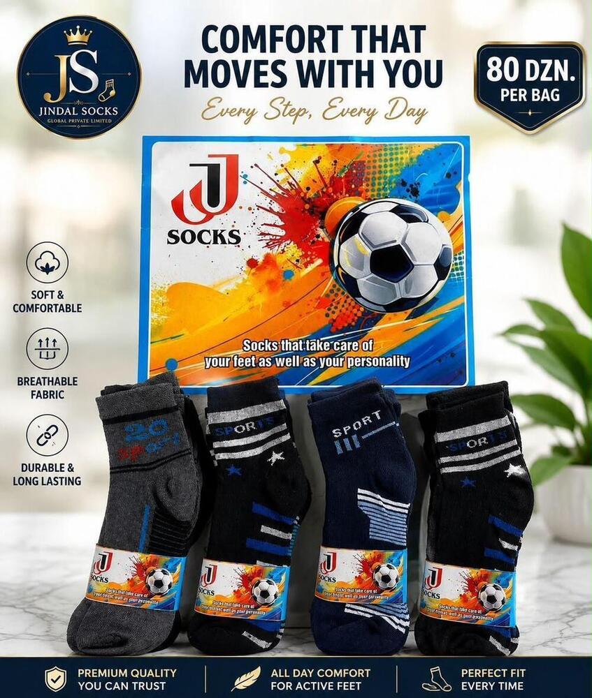 12 Pair JS Jindal Sports Athletic Ankle Socks