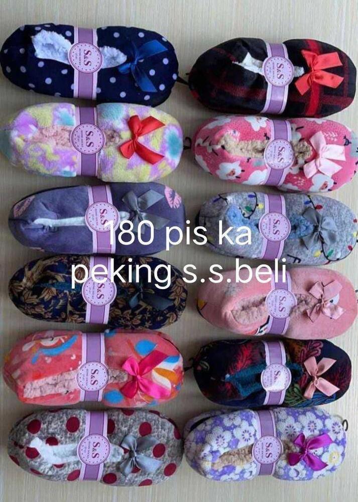 S And S Plush Indoor Fleece Slipper Socks (Assorted Bow Patterns)