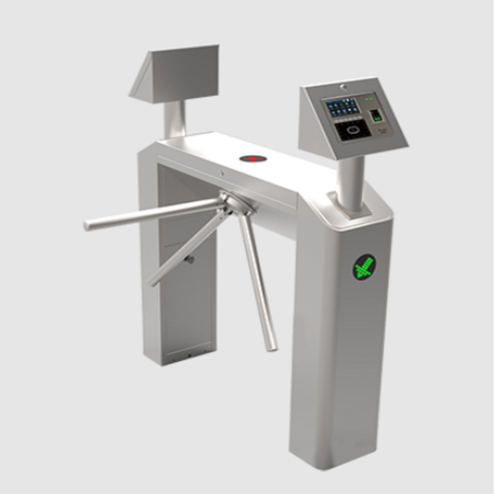 Drop Arm Turnstile - Stainless Steel, Floor Mounted, Wired | Rfid Biometric Barcode, Bidirectional Passage, Led Indicators