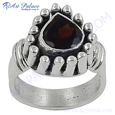 हॉट लक्ज़री फैशन गार्नेट जेमस्टोन सिल्वर रिंग