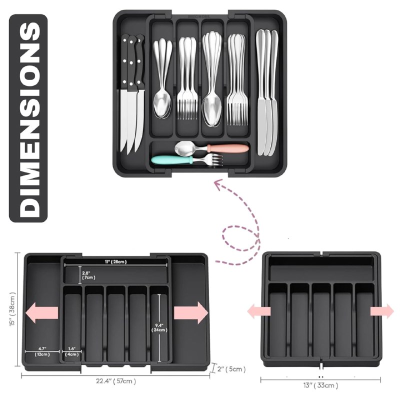 Expandable Plastic Cutlery Drawer Organizer