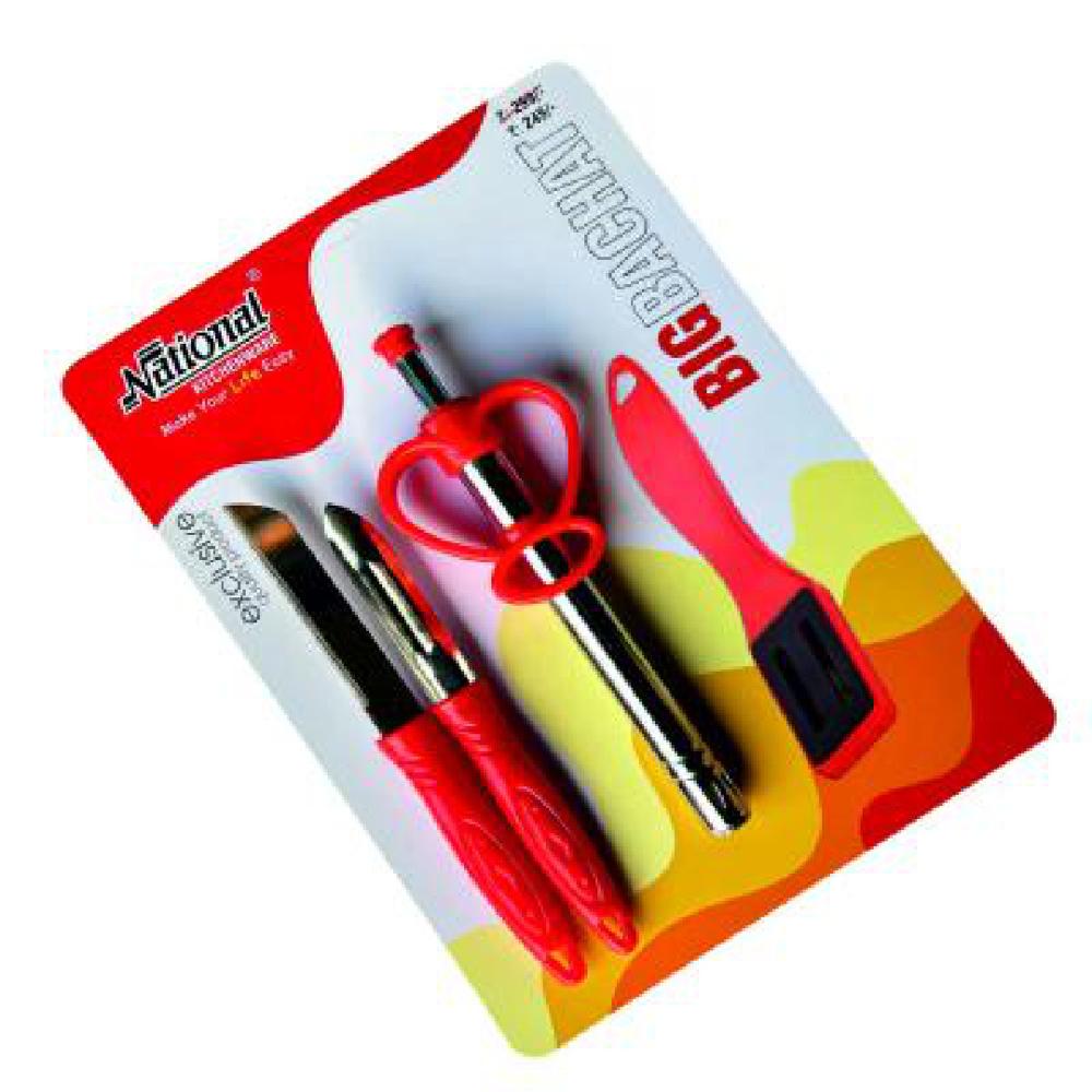 Knife, Peeler, Foot Scraper and Lighter Set, 4 Pieces
