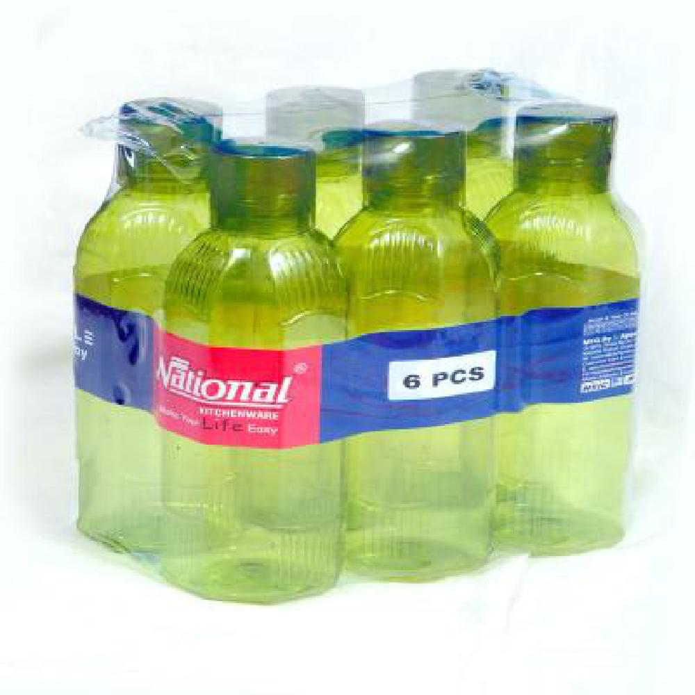 PET Fridge Water Bottle, 1 L, Set of 6