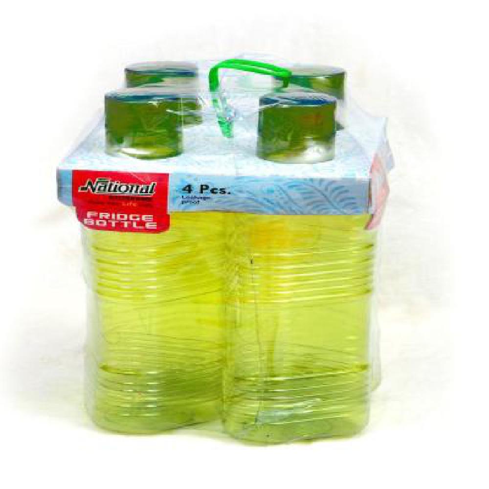 PET Fridge Water Bottle, 1 L, Set of 4