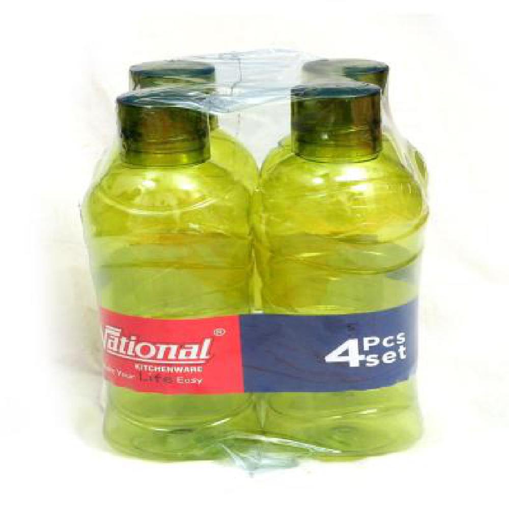 PET Fridge Water Bottle, 1 L, Set of 4